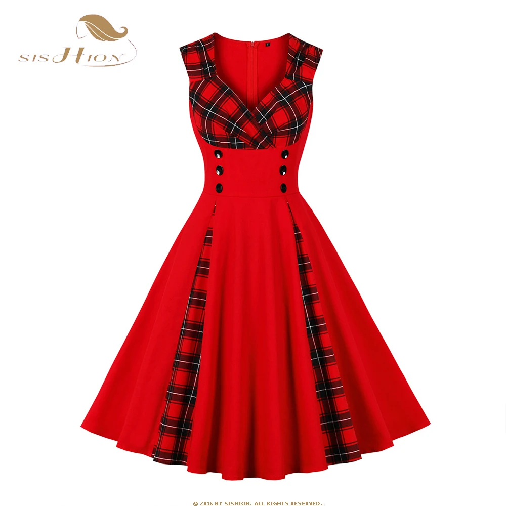 

Новое поступление 2023, хлопковые летние платья, женское платье на пуговицах, женский сарафан черного, красного цветов в стиле ретро 50-60-х годов, модель SR551