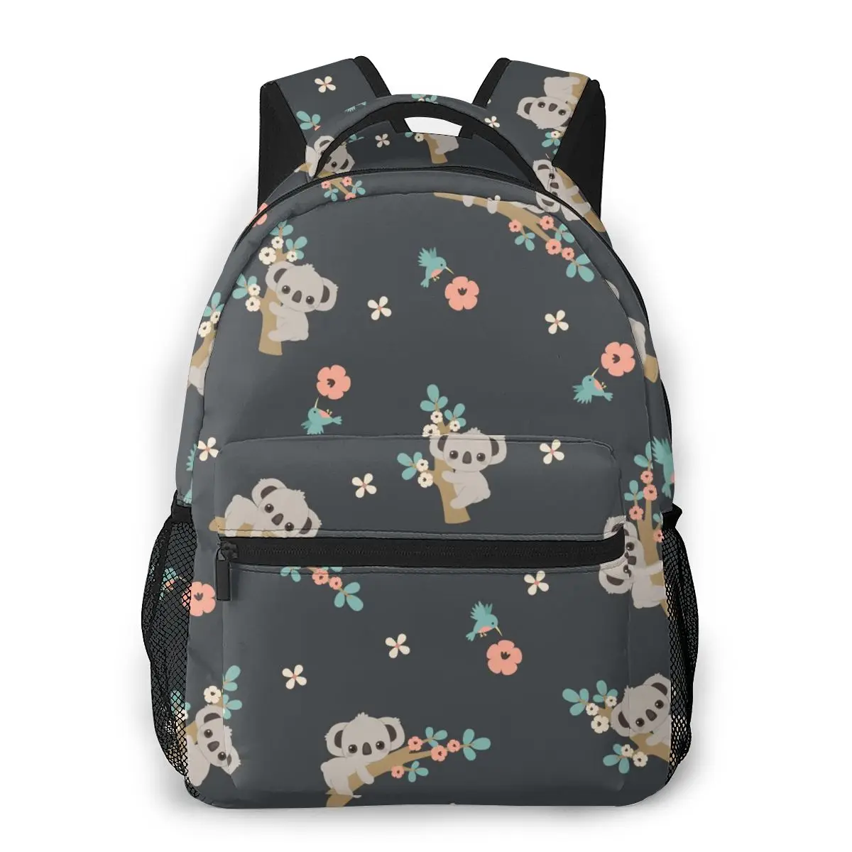 

Casual Daypack Cute Cartoon Koala Floral Pattern Travel School Bag with Pockets for Student