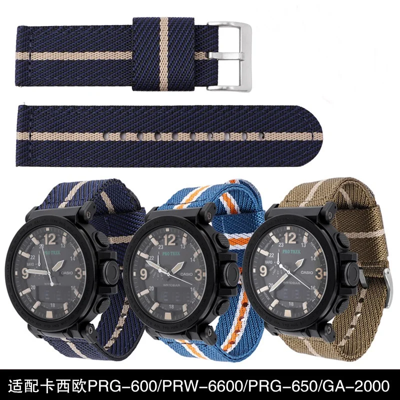

Nylon Canvas Strap for Casio G-SHOCK GA2000 PRW-6600 PRG-600YB PRG-650 Replacement Sport Waterproof Watchband Bracelet 24mm