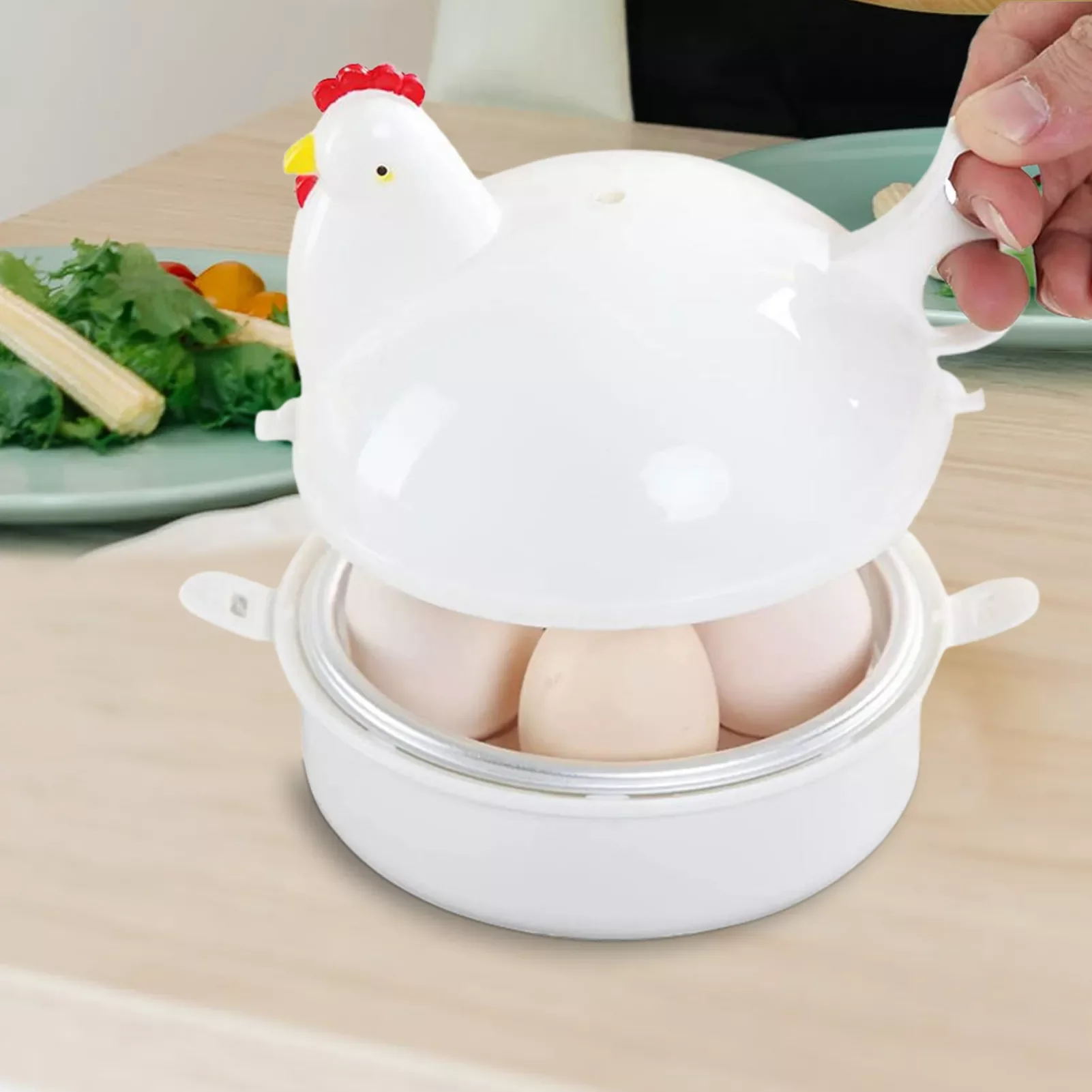 

Microwave Egg Cooker Chicken-Shaped Rapid Egg Cooker4 Eggs Egg Cooker Safe Kitchen Egg Boiler Steamer Gadgets