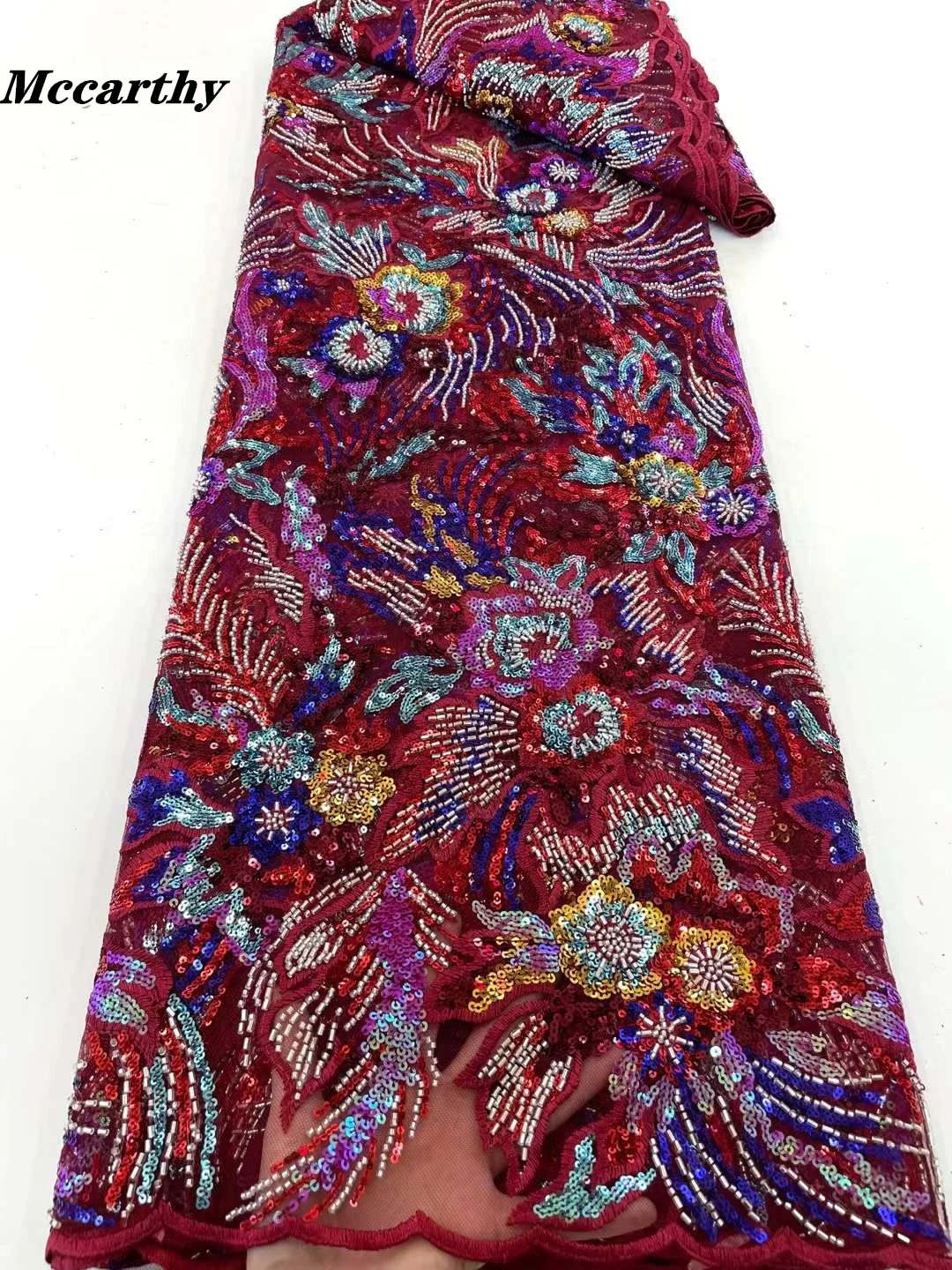 

Роскошные бусины ручной работы Mccarthy, кружевная ткань, французское свадебное платье, новейшая нигерийская вышивка, белая, хорошая цена, с бле...