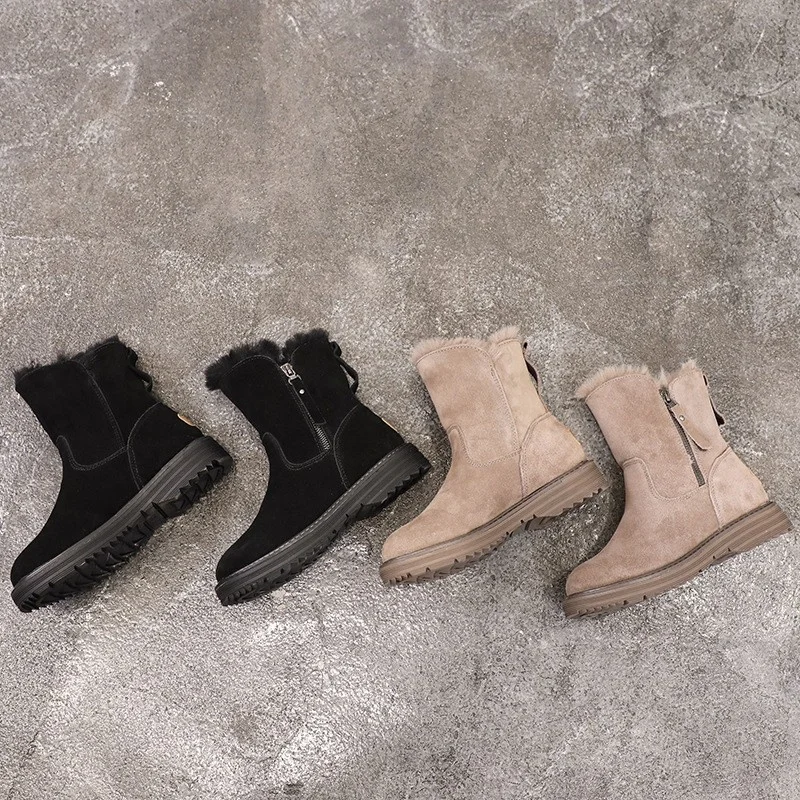 Ankle Snow Boots Women 2021 Winter Warm Fashion Designer Platform Boots Gladiator Non-slip Short Plush Flats Suede Shoes Mujer