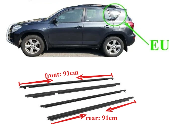 4 шт. США или ЕС окна резиновая снаружи для Toyota RAV4 2009-2012 75720-0R020 стеклянная защитная уплотнительная лента для RAV-4 Glass XA30