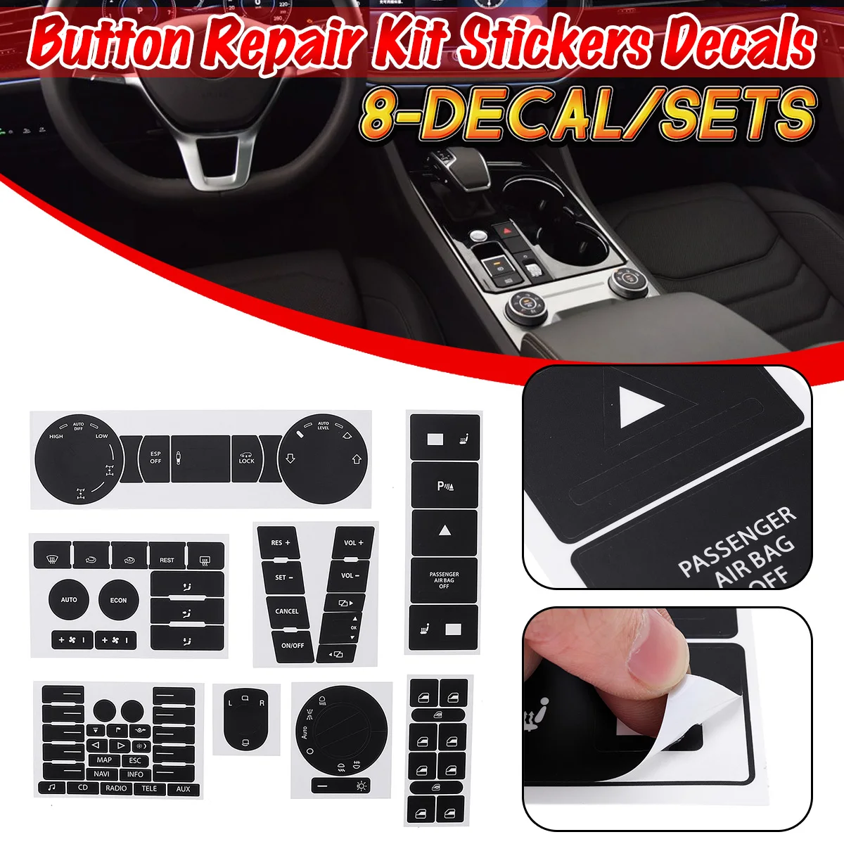 

8 шт./набор, наклейки на руль автомобиля для Volkswagen Touareg 04-09