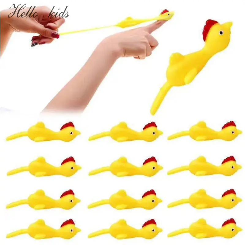 

Novelty Catapulted Ejection Chicken Toy Light Rubber Finger Prank Flying Toy slingshot chicken finger toys Turkey Sticky