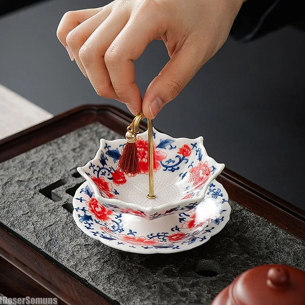 Сине-белые зонтики чайные фильтры керамические украшения для чайной церемонии