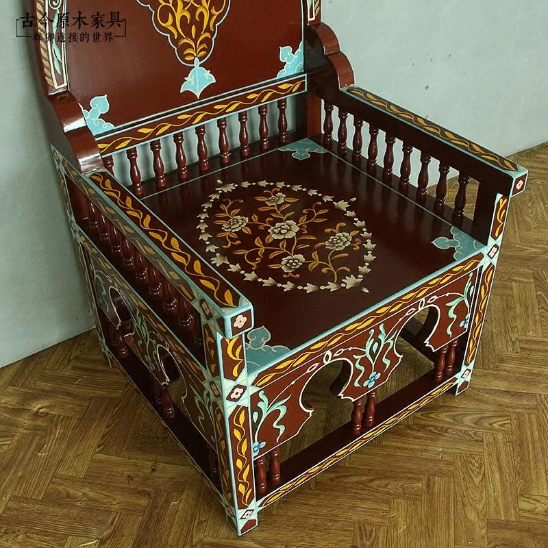 Марокканский стиль массив дерева ручная роспись тайский богемный диван-кресло с