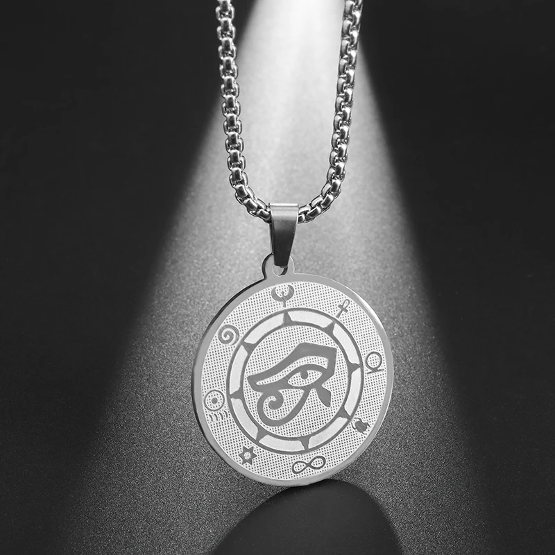 

Antique Silver Color Stainless Steel Eye of Horus Pendant Necklace for Men and Women Unique Ancient Egypt Lucky Jewelry Necklace