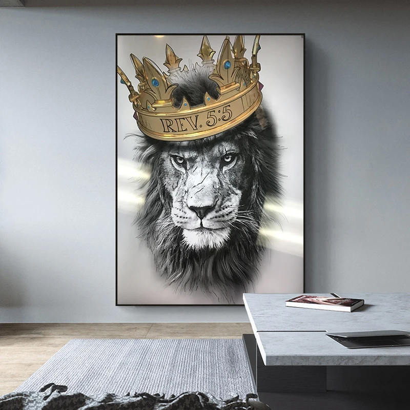 

Full Square/Round Diamond Painting The Lion Wearing The Crown Diamond Embroidery Sale Animal Handicraft Decoration For Home