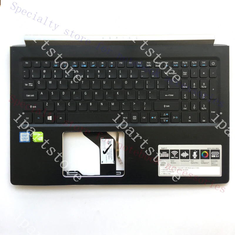 Фото A+ Для Acer Aspire 5 A515-51 A515-51G: подставка для рук и клавиатура с подсветкой 6B.GS1N2.001 №1