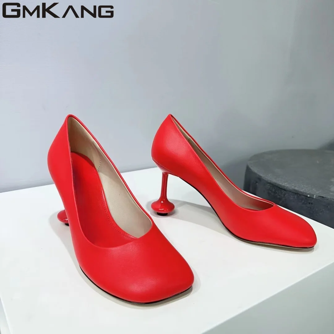 New High Heels Women's Strange Style Toe Women's High Heels Genuine Leather Fashion Show Party Shoes Women's Thin High Heels Wom