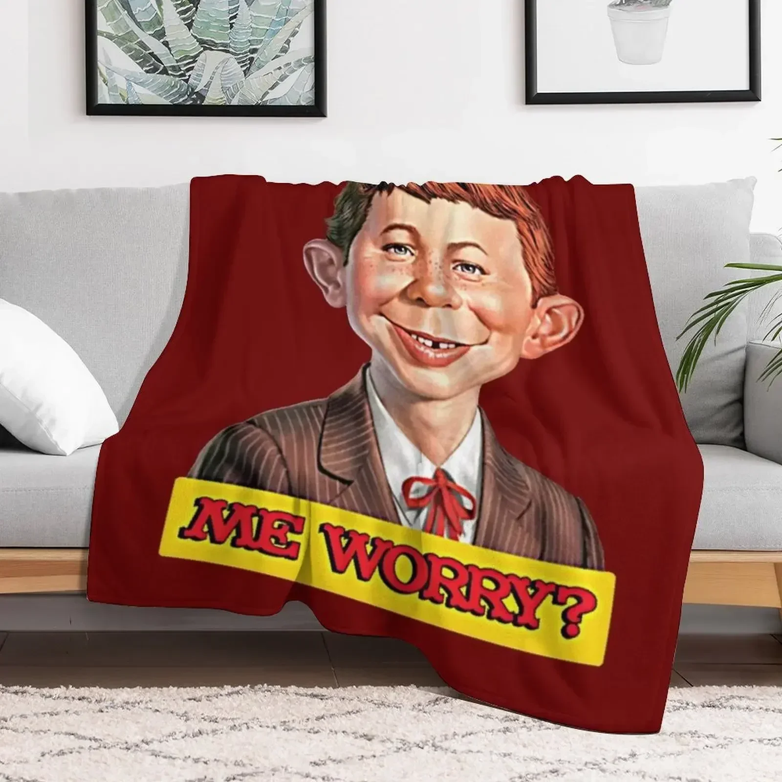 Что мне беспокойство? - Альфред Neuman v1 Плед Одеяла Диваны Украшения забавный