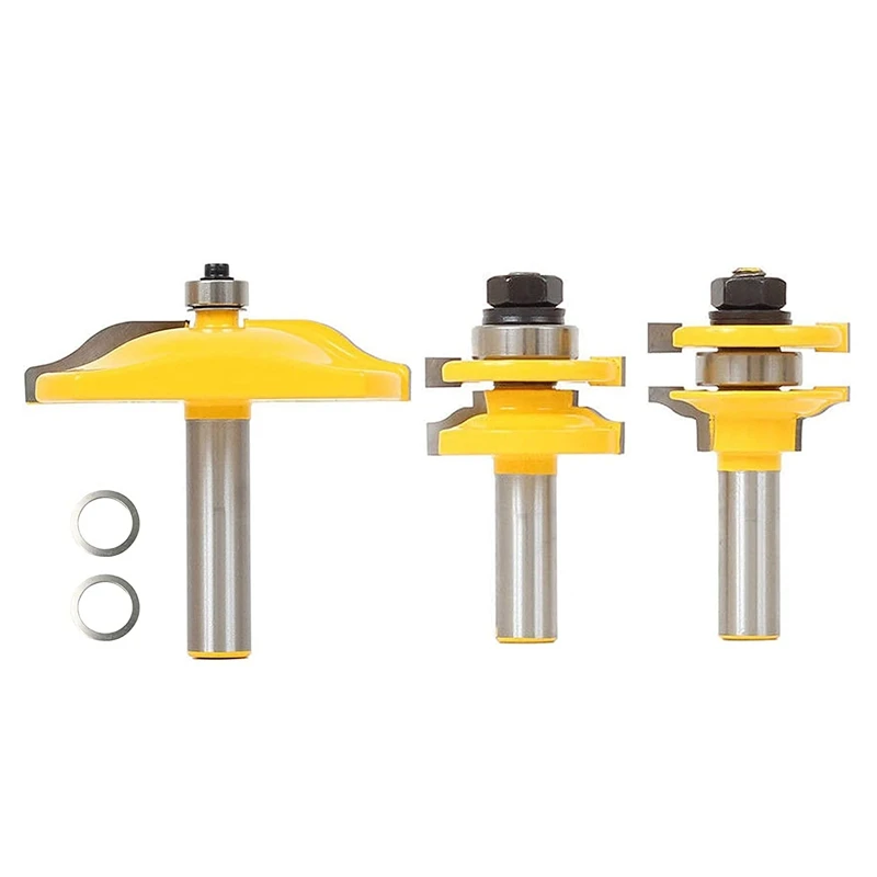 

3 PCS Router Bit Set, Raised Panel Cabinet Door Router Bit Set, Ogee Rail And Stile Router Bit Set