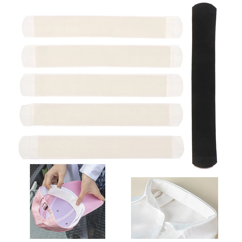 

5pcs Sweat Cap Pads Anti Perspiration Disposable Deodorants Stickers Neck Liner Pads Makeup Tools For Unisex White/Black