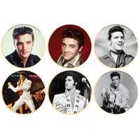 6pcs set elvis presley challenge coin american singer badge degree gold and silver decorative coin collection business gift