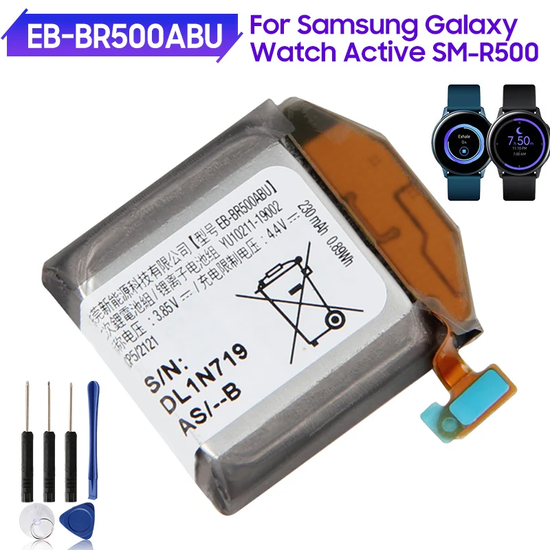 100% Оригинальная Аккумуляторная батарея для Samsung Galaxy Watch Active EB-BR500ABU R500 Samsung Active, сменная батарея 236 мАч