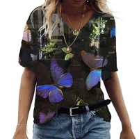 women t shirts elegant butterfly digital 3d printing fashion high quality casual pullover short sleeve ladies street hipster top