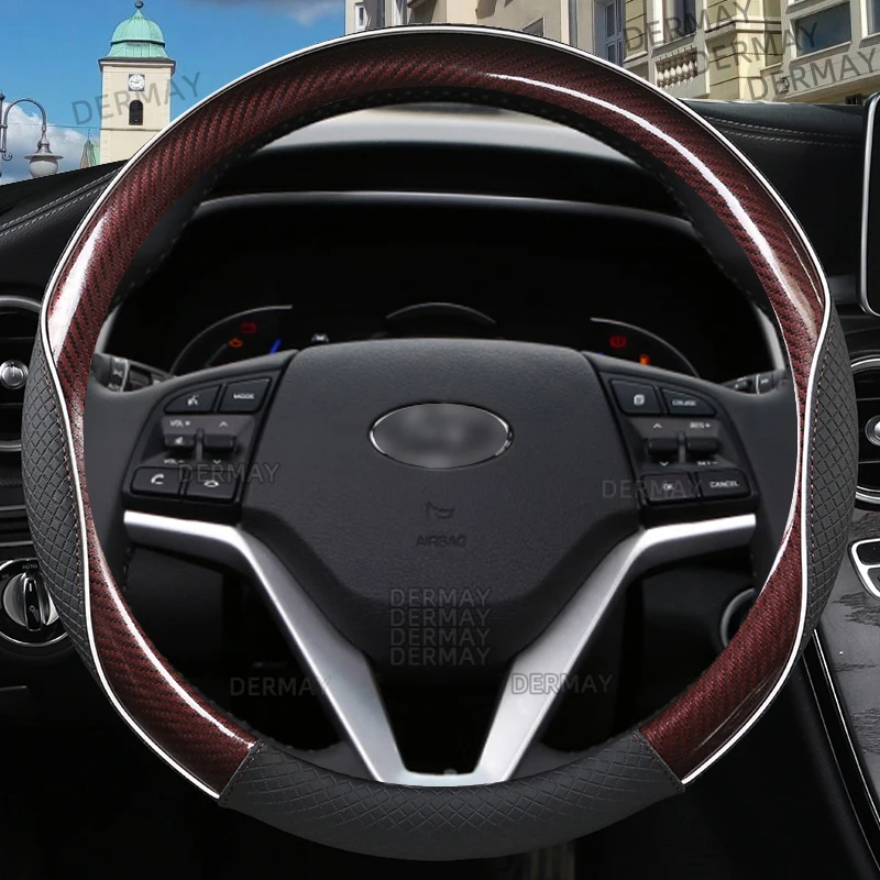 

Для Hyundai Tucson 2004 ~ 2022 NX4 IX35 2016 2017 чехол рулевого колеса автомобиля, автомобильные аксессуары из углеродного волокна