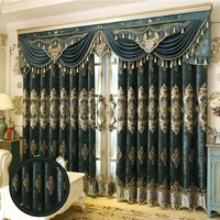 modern style luxury royal blue window curtains shading drape for living room european wedding decor decorative blackout curtain