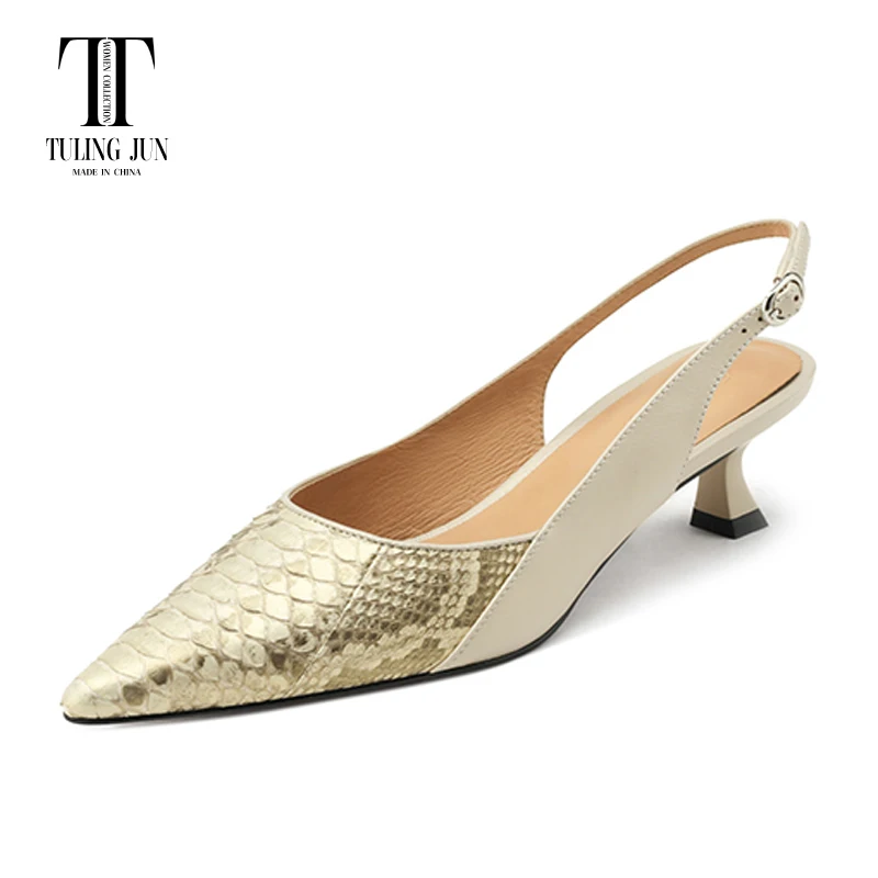 

Женские босоножки на среднем тонком каблуке TULING JUN 2023, элегантные туфли-лодочки с острым носком для женщин на весну и лето, ZF3596
