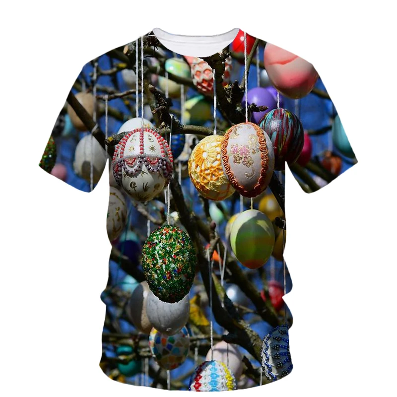 Новые летние футболки унисекс с рисунком пасхальных яиц модные повседневные