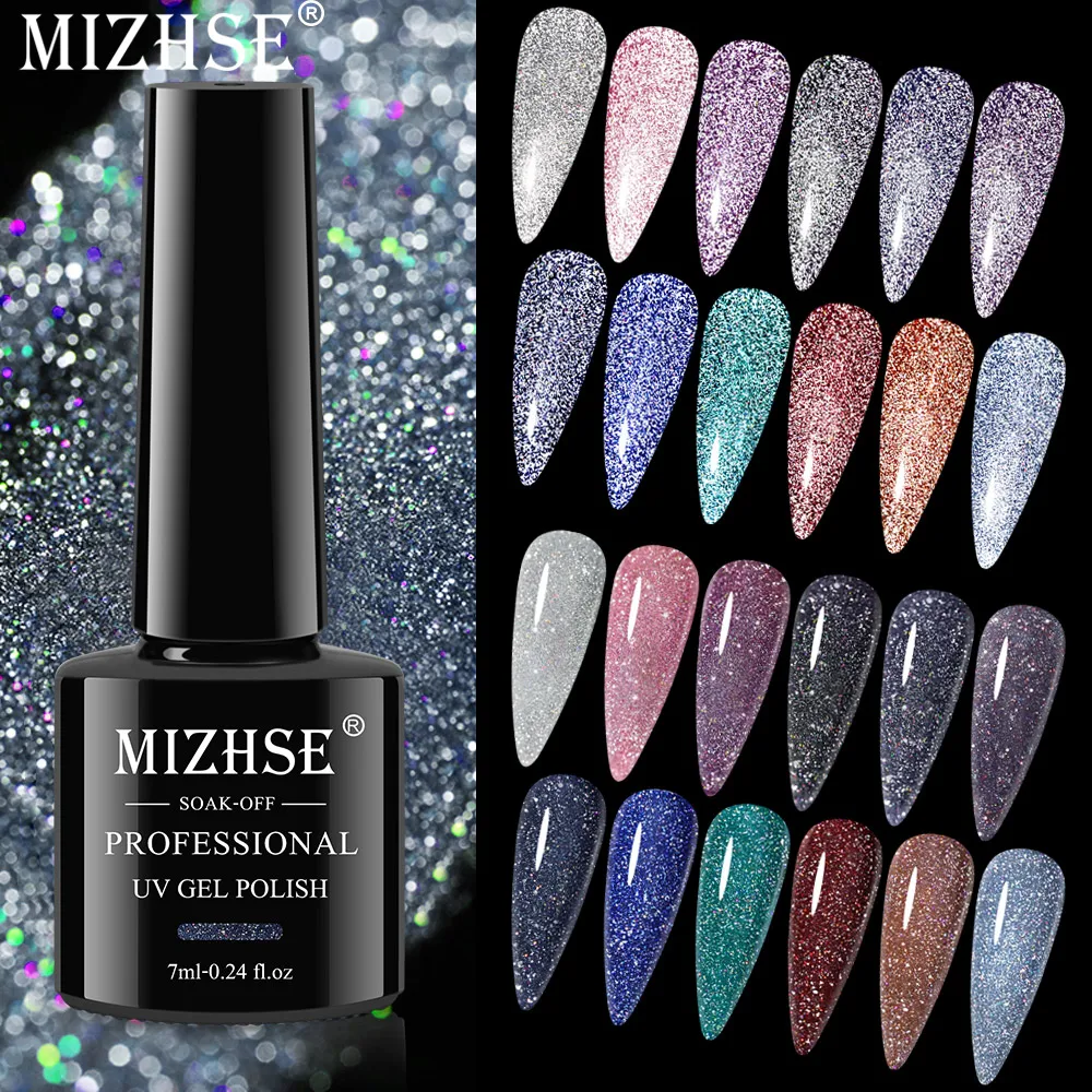 

MIZHSE, 7 мл, светоотражающая вспышка, искусственная лампа, порошок для ногтей, удаляемый замачиванием, УФ-Гель-лак, Хромовый пигмент, Пыль для д...