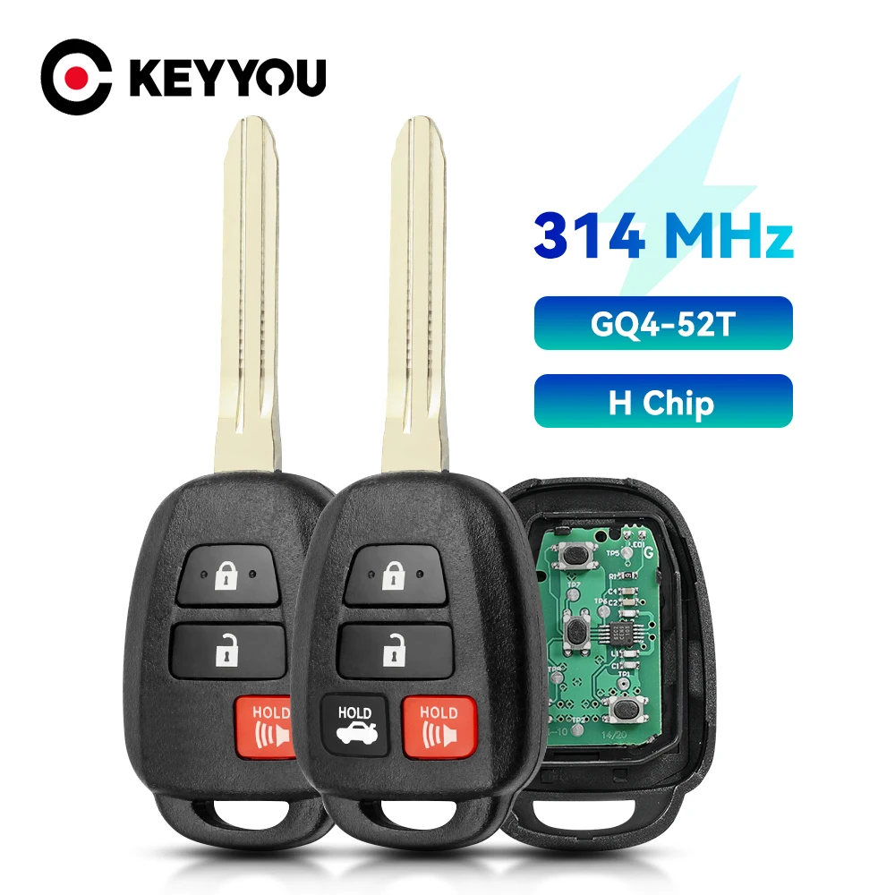 

KEYYOU Remote Car Key Fob 3 / 4 Buttons 314.3MHz H Chip for Toyota Rav4 Highlander Tacoma Sequoia - FCC ID: GQ4-52T