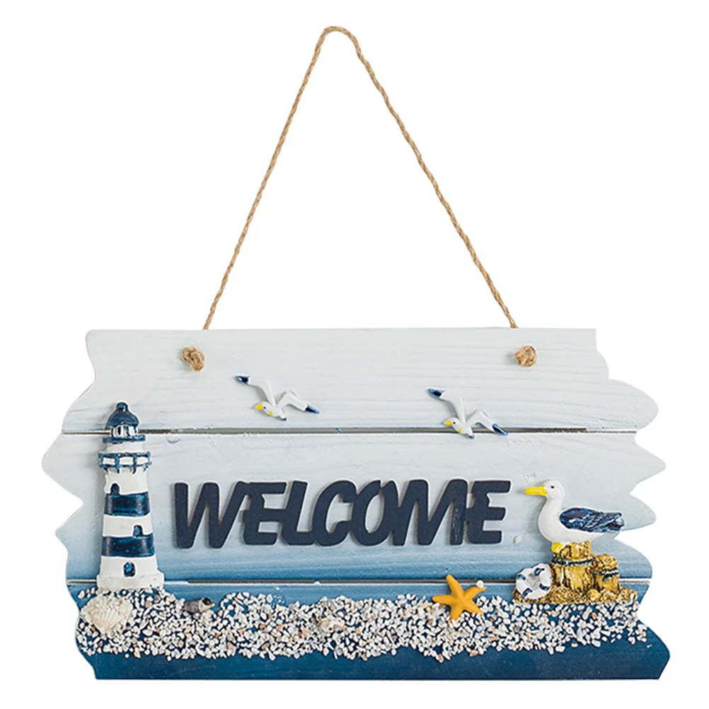 

Mediterranean Style Welcome Sign Wooden Hanging Pendant Nautical Wall Sign