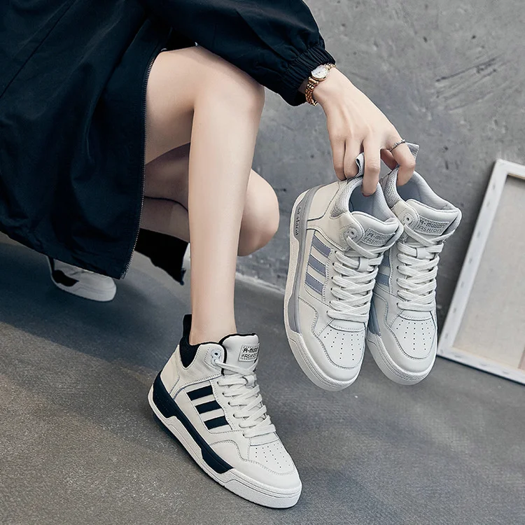 

Luxury brand genuine High top small white leather 2023 autumn and winter new plush women's shoes cowhide casual sports couples f