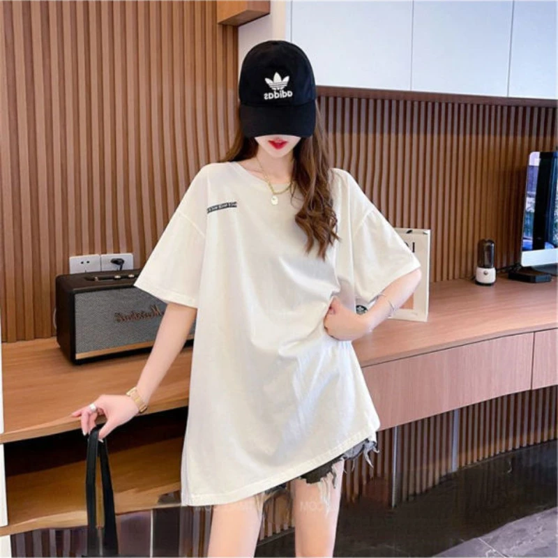 

Футболка DUOFAN женская с круглым вырезом, пикантный Свободный Топ с коротким рукавом и бантом, универсальная одежда в Корейском стиле, весна-лето