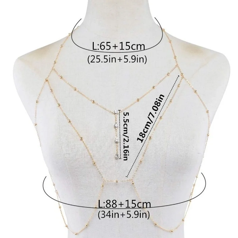 Цепочка для тела Jewdy с кристаллами Стразы открытый бюстгальтер цепочка Ожерелье