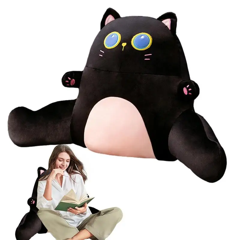 

Reading Pillow With Cat Design Portable Crystal Velvet Fabric Pillow Reusable Memory Foam Back Pillows With Armrest For Home