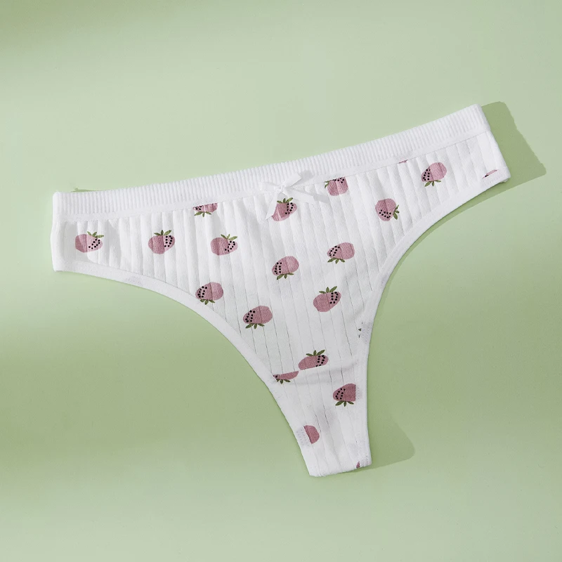 Женское нижнее белье с принтом модные стринги милая клубничная полоска теплый