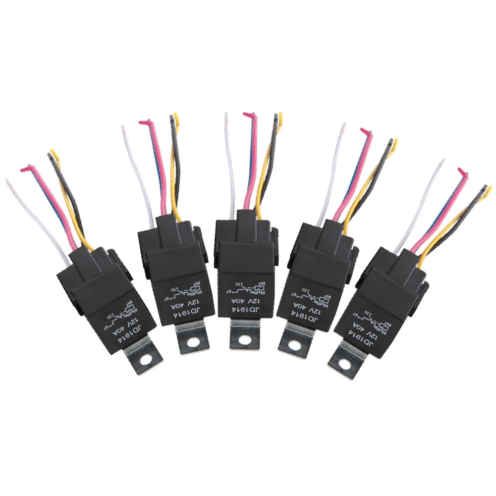 

5Pcs 5Pins 40A SPDT Automotive Relay with Socket Lines For Car 12V