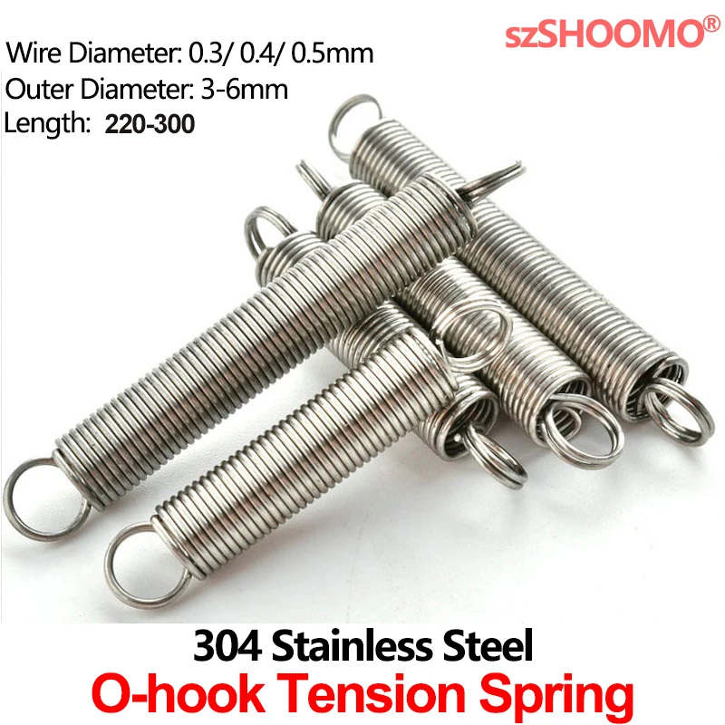 

304 Stainless Steel Pullback Tension Cylindroid Helical Coil Small Mini Extension Spring WD 0.3mm 0.4mm 0.5mm