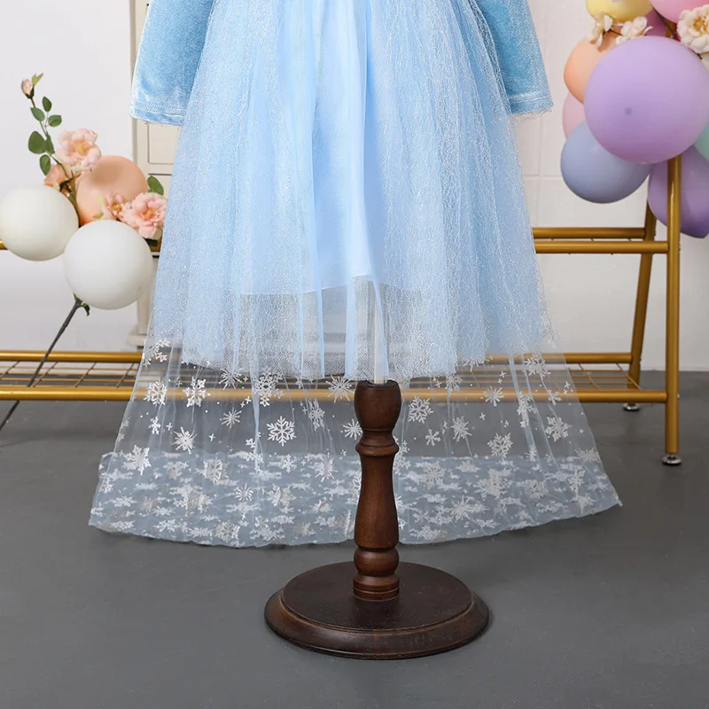 2023 New Girls Dresses Frozen Elsa for Children Baby Kids Dress Long Sleeve  Princess Dress Autumn Birthday Party With Cape 3-9Y images - 6