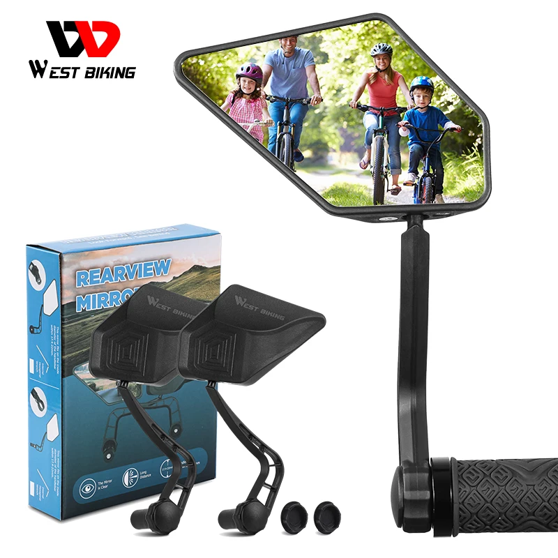 

WEST BIKING Bicycle Rear View Mirror HD Wide Angle 360 Degree Rotate Cycling MTB Road Bicycle Handlebar End Rearview Mirrors