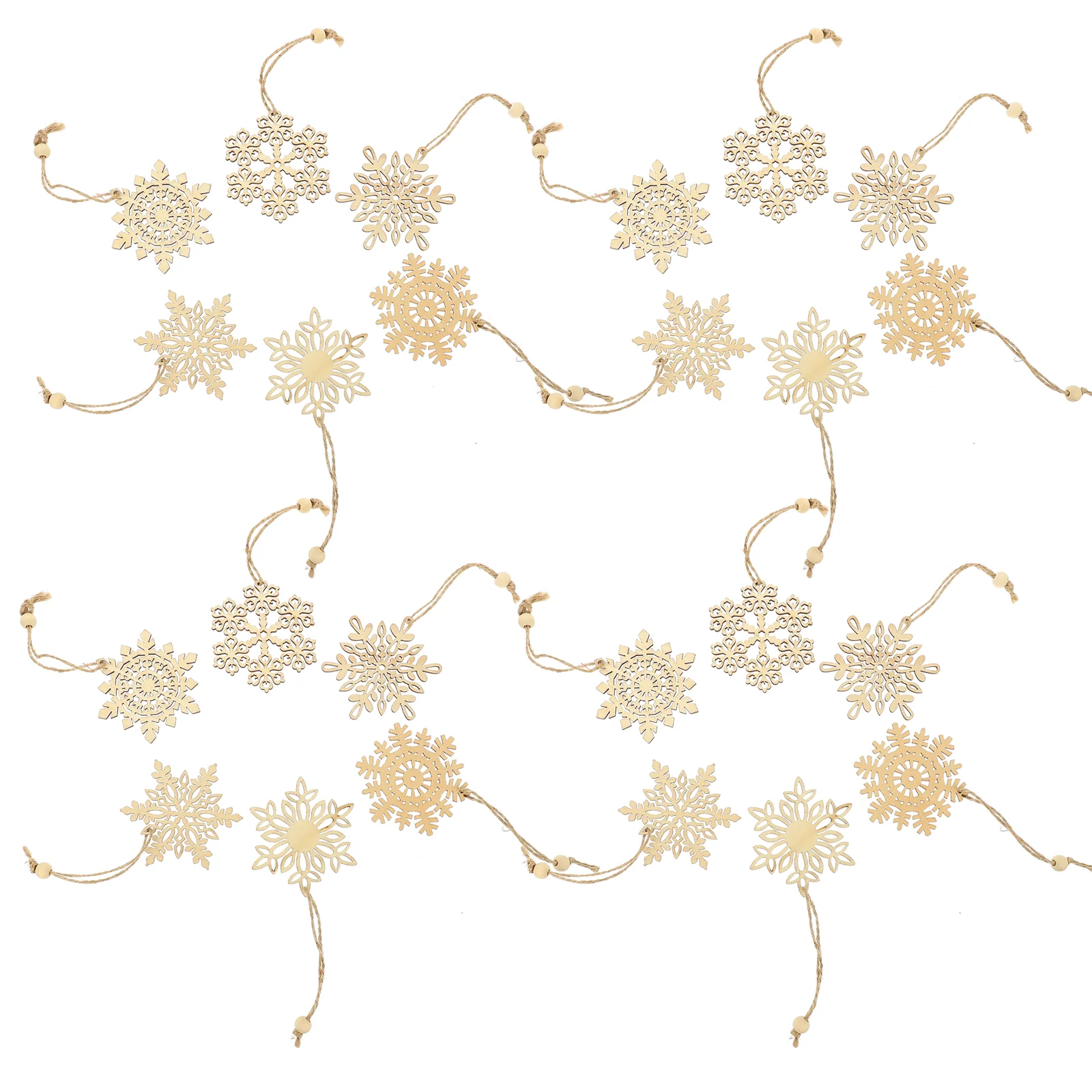 

24 Pcs Christmas Utenciles Party Decorations Supplies Ornament Xmas Tree Hanging Indoor Wooden Snowflakes Chips Ornaments