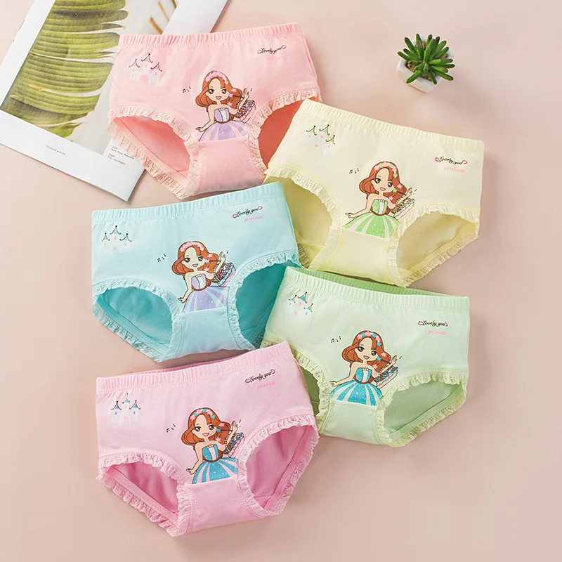 

Girls Cotton Briefs Children Underwear Girl Printing Pattern Panties Kids Brief Panties Comfortable Underpants for 4 to 6 Years