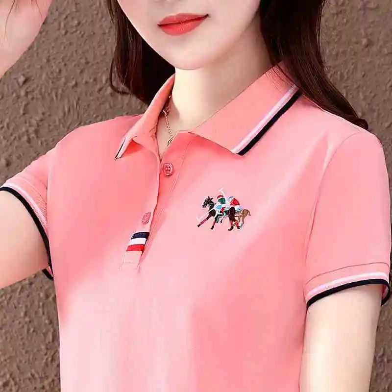 High Quality Women Summer New in Shorts Oversize Polos Shirts Ladies Graphic T Shirts Woman Golf Polo Shirt for Designer Clothes