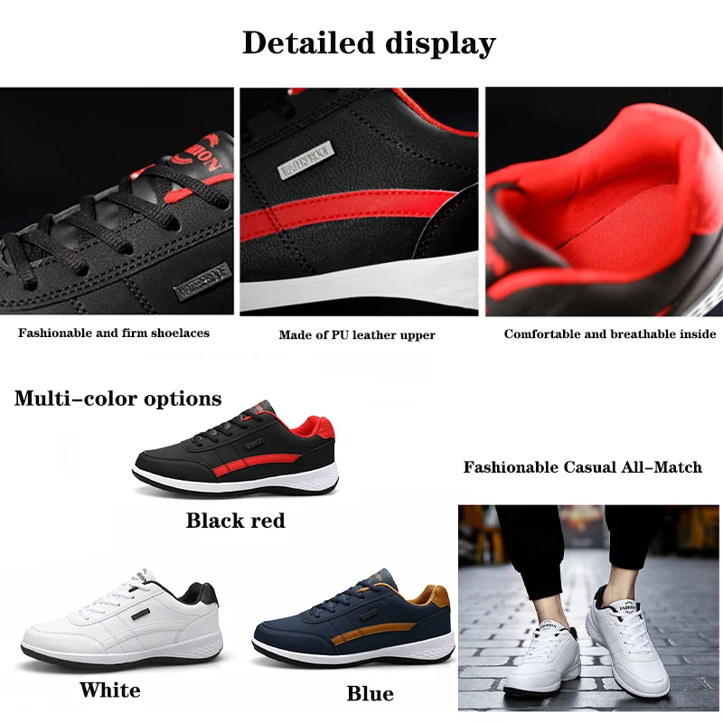 Модные Мужские Повседневные Кроссовки Из Искусственной Кожи С Дышащей Сетчатой