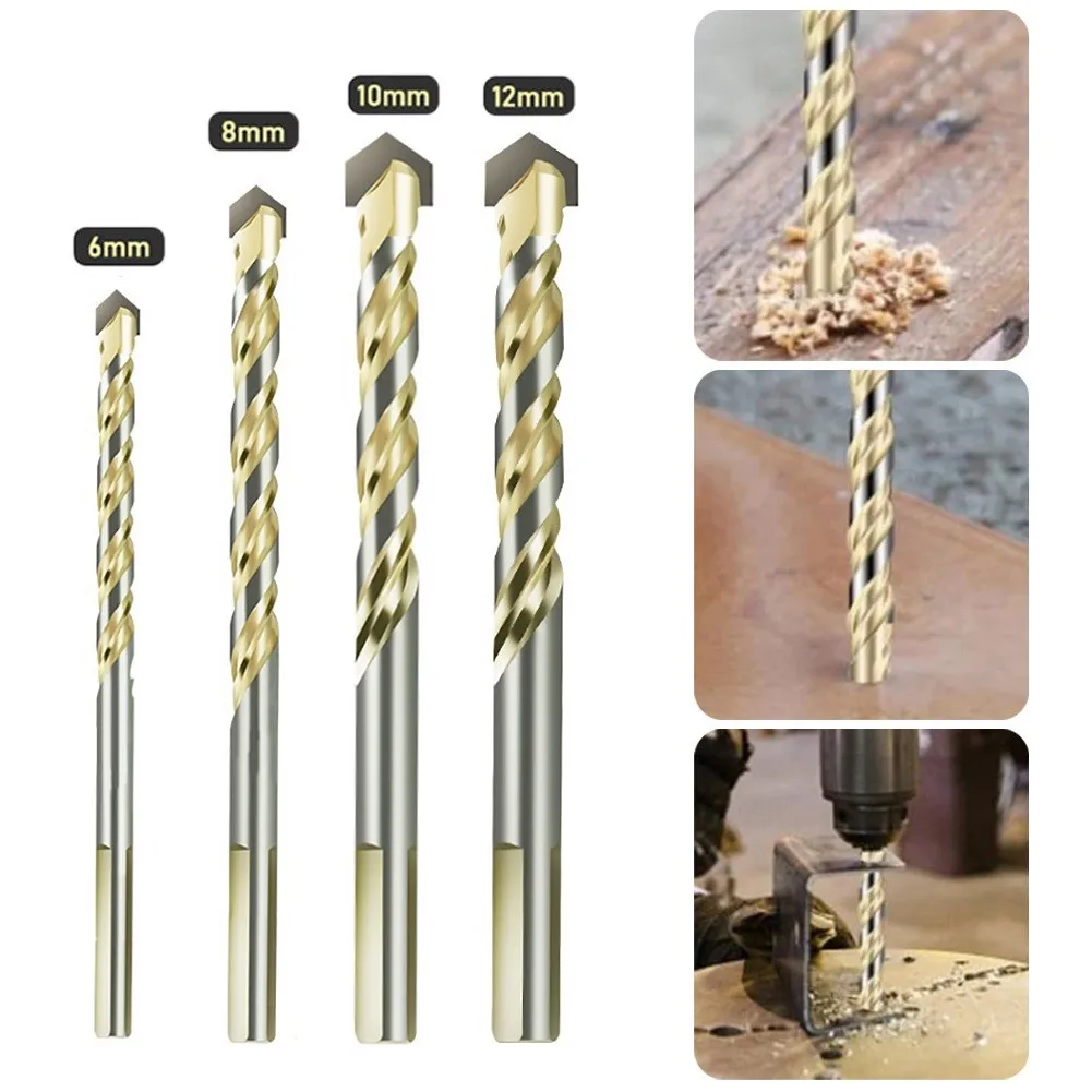 

4pcs 6/8/10/12mm Multifunctional Drill Bit For Ceramic Tile Wood Metal Concrete Tools Workshop Equipment Power Tools Drill Bits