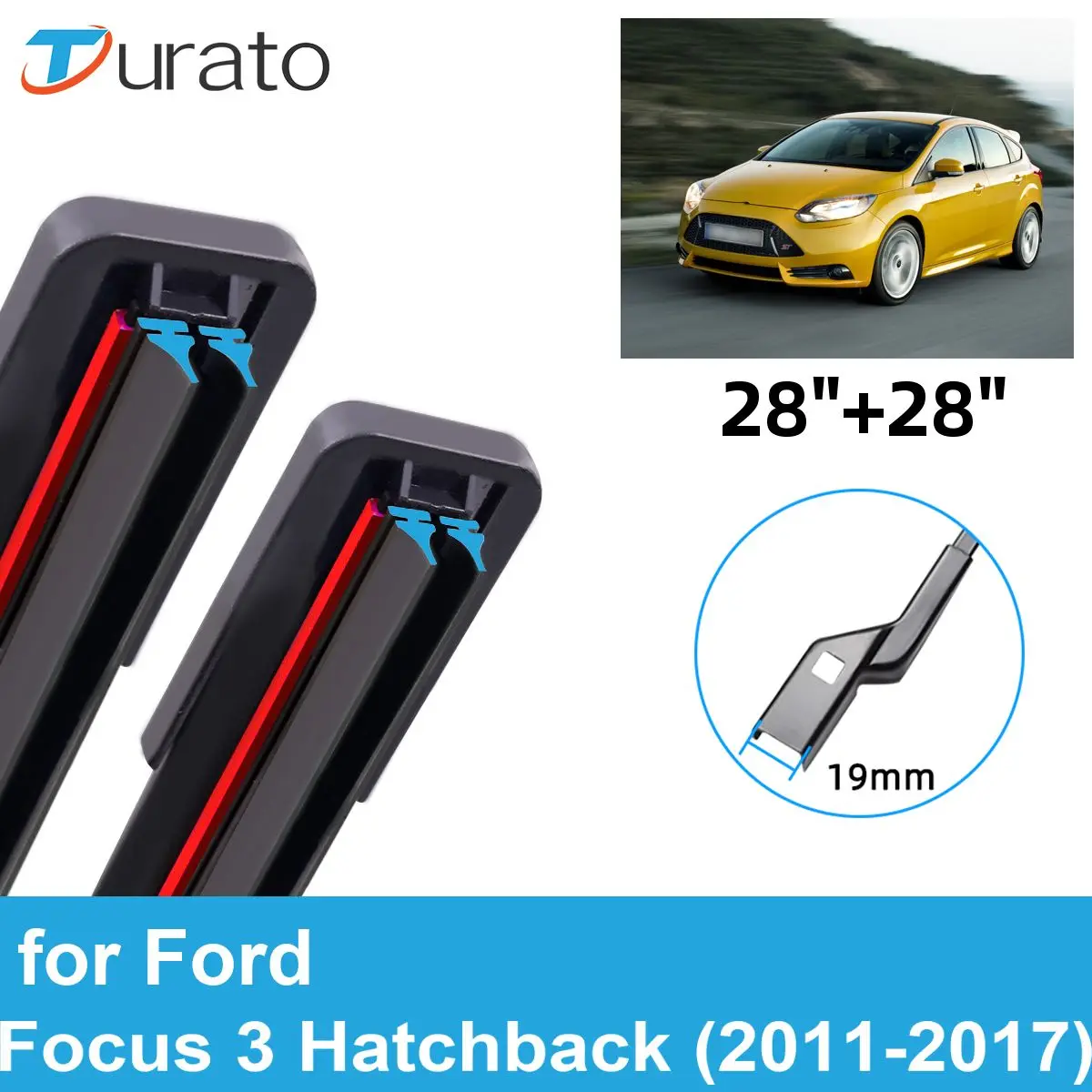 2 шт. щетки стеклоочистителя для 2011-2017 Ford Focus 3 хэтчбека