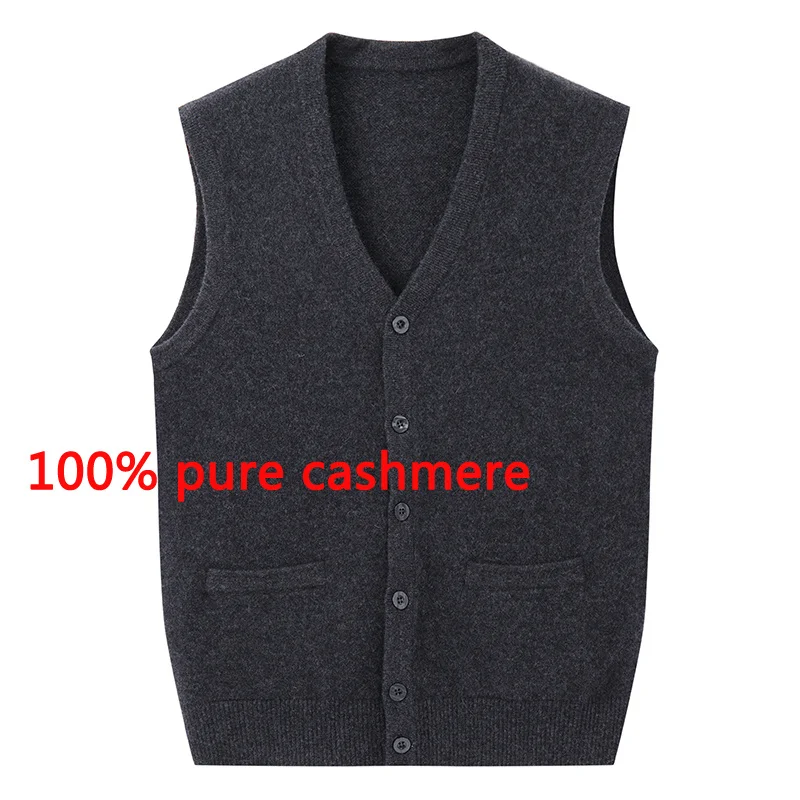 Men New Autumn Winter Cashmere Sweater Knitted Casual V-neck Vest, Sleeveless high quality fashion Thick plus size S-3XL4XL5XL