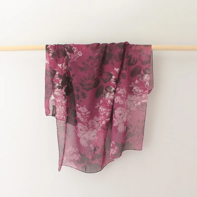 Женский хлопковый шейный платок Фиолетовый Цветочный Принт 2022 |