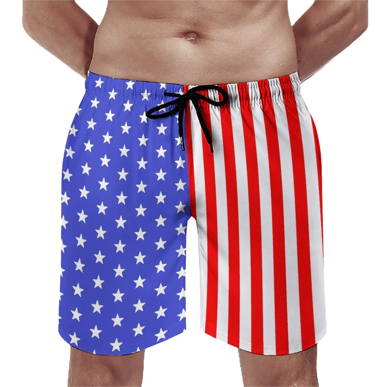 

American Flag Board Shorts USA Stars and Stripes Hawaii Beach Short Pants Men's Print Running Surf Comfortable Swim Trunks Gift
