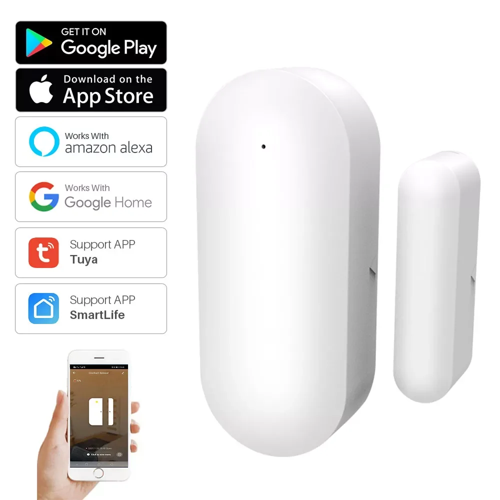 

2023New Tuya Smart WiFi Door Sensor Smart Door Open/Closed Detectors Wifi Window Sensor Smartlife APP Work With Google Home Alex