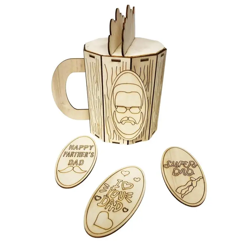 Beer Mug Christmas Ornament DIY Wood Crafts Tabletop Decor Beer Mug For Father's Day Gift Desktop Decoration For Indoor Living