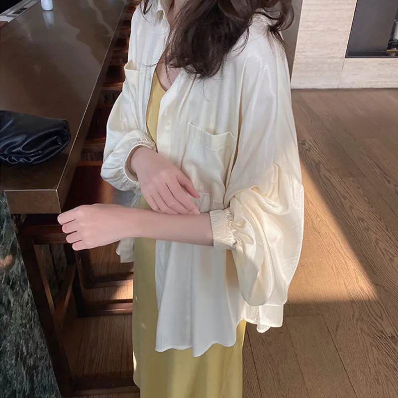 

Korean Style Shirts Women Solid Simple New Arrival Summer Chic Trendy Casual Blouses Elegant Vintage Womens Streetwear All-match