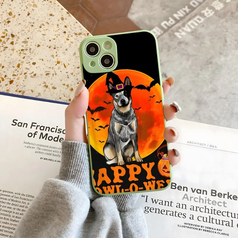 Забавный Австралийский чехол для телефона с рисунком крупного рогатого скота на Хэллоуин для IPhone 14 12 13 11 Pro Max Mini X XR XS Max 7 8 Plus карамельных цветов